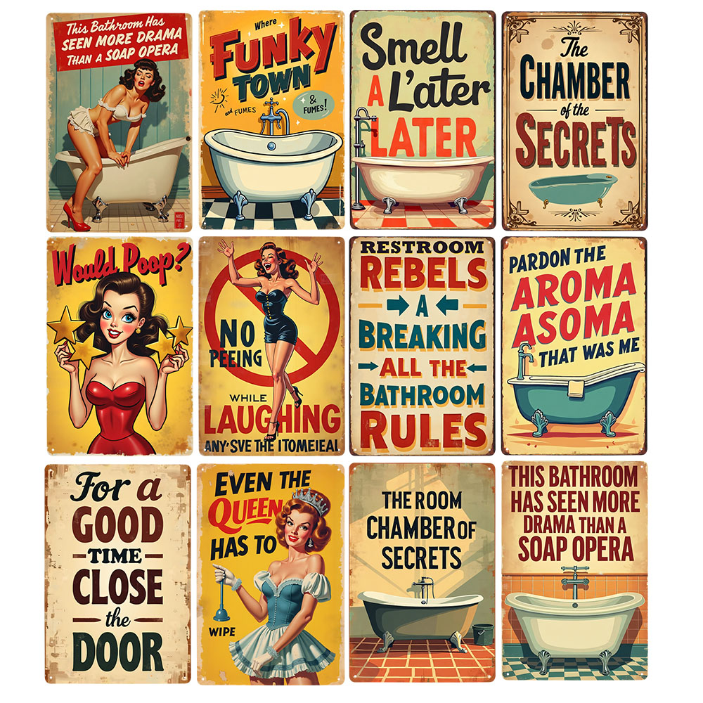 Home Bathroom Rules - Divertidas reglas de baño, letrero de