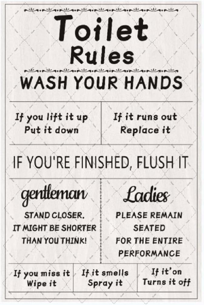 Home Bathroom Rules - Letrero Metálico con Reglas para el