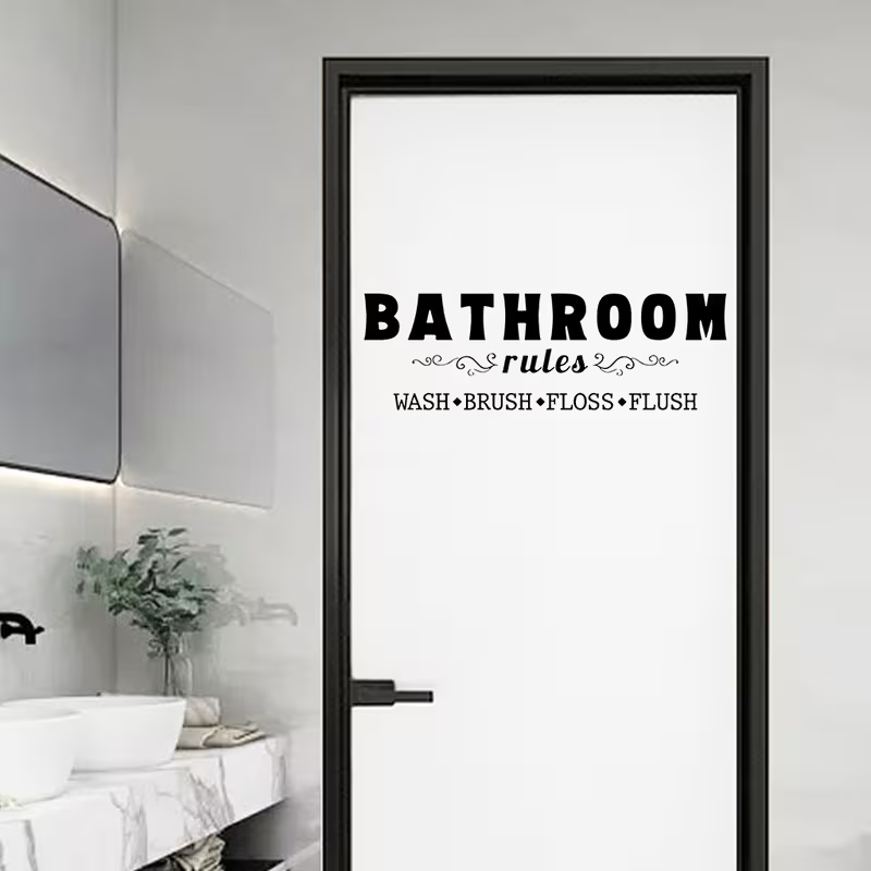 Home Bathroom Rules - 1 Juego de Adhesivos de Pared