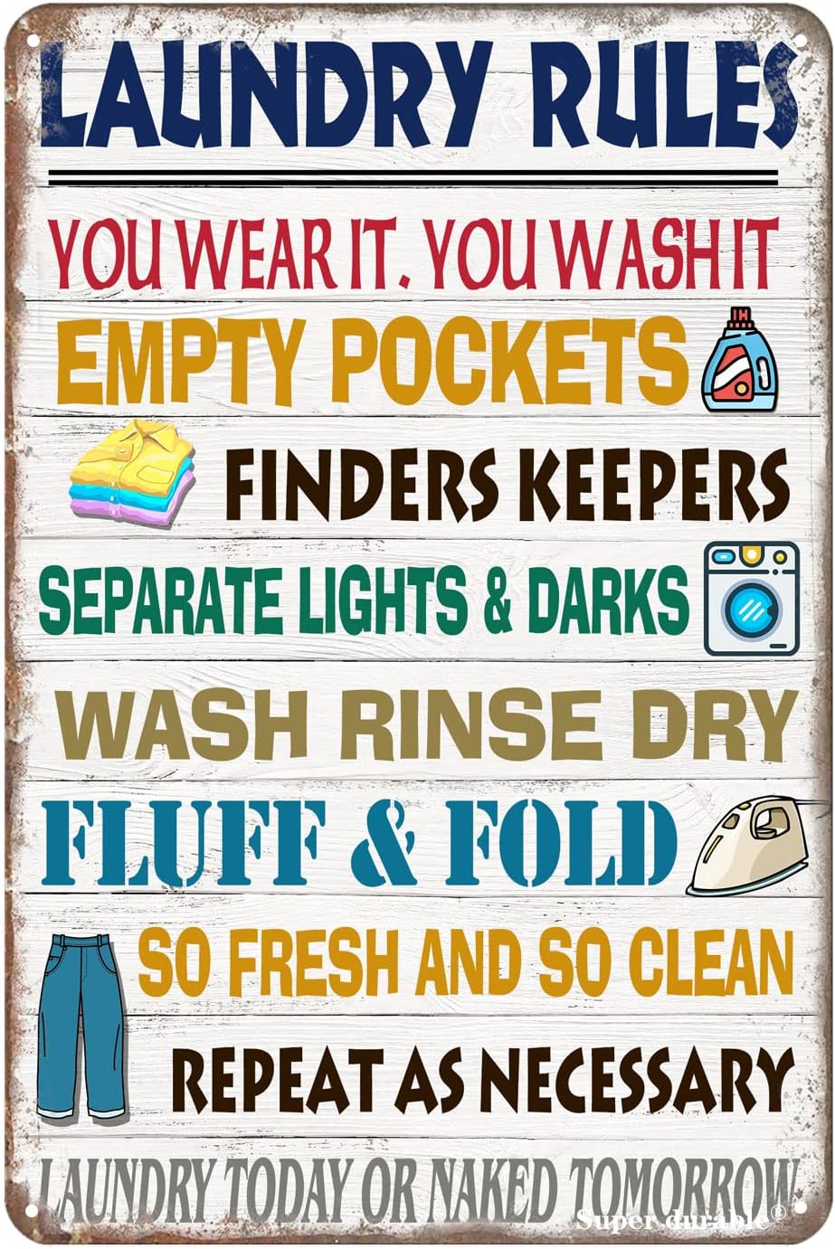 Home Bathroom Rules - Letrero de metal vintage súper duradero