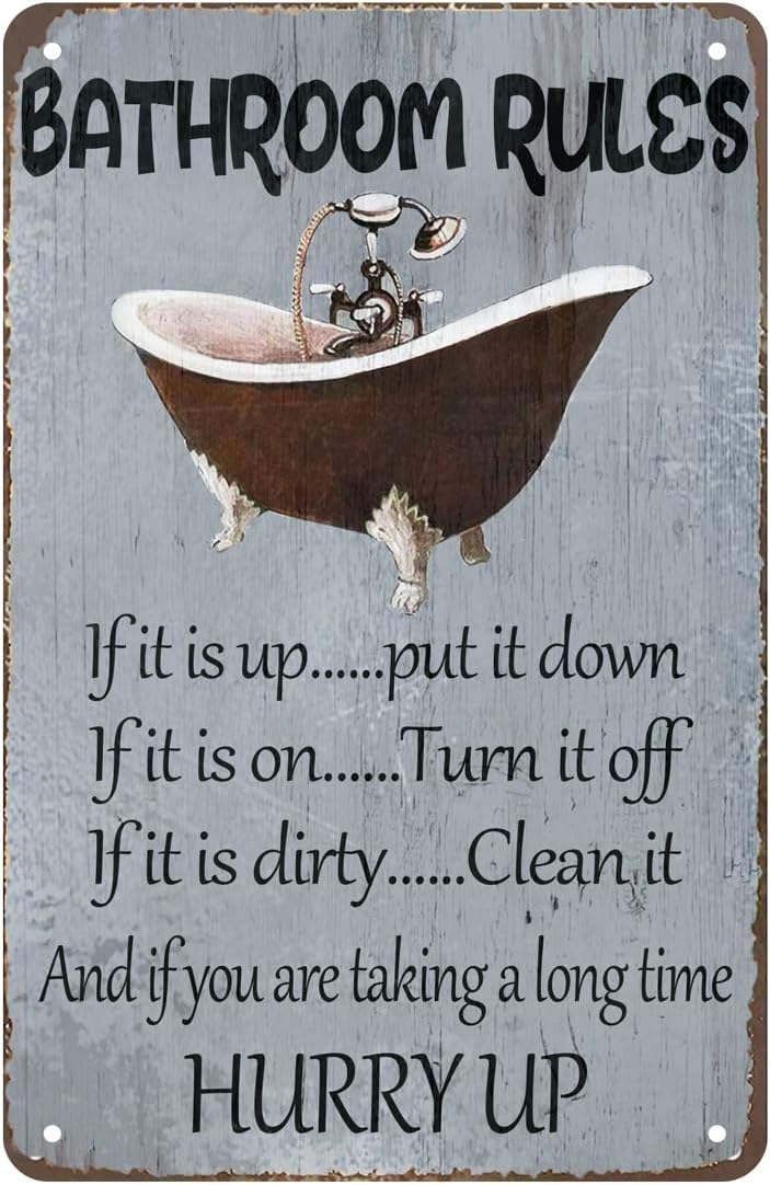 Home Bathroom Rules - Letrero de reglas para el baño,