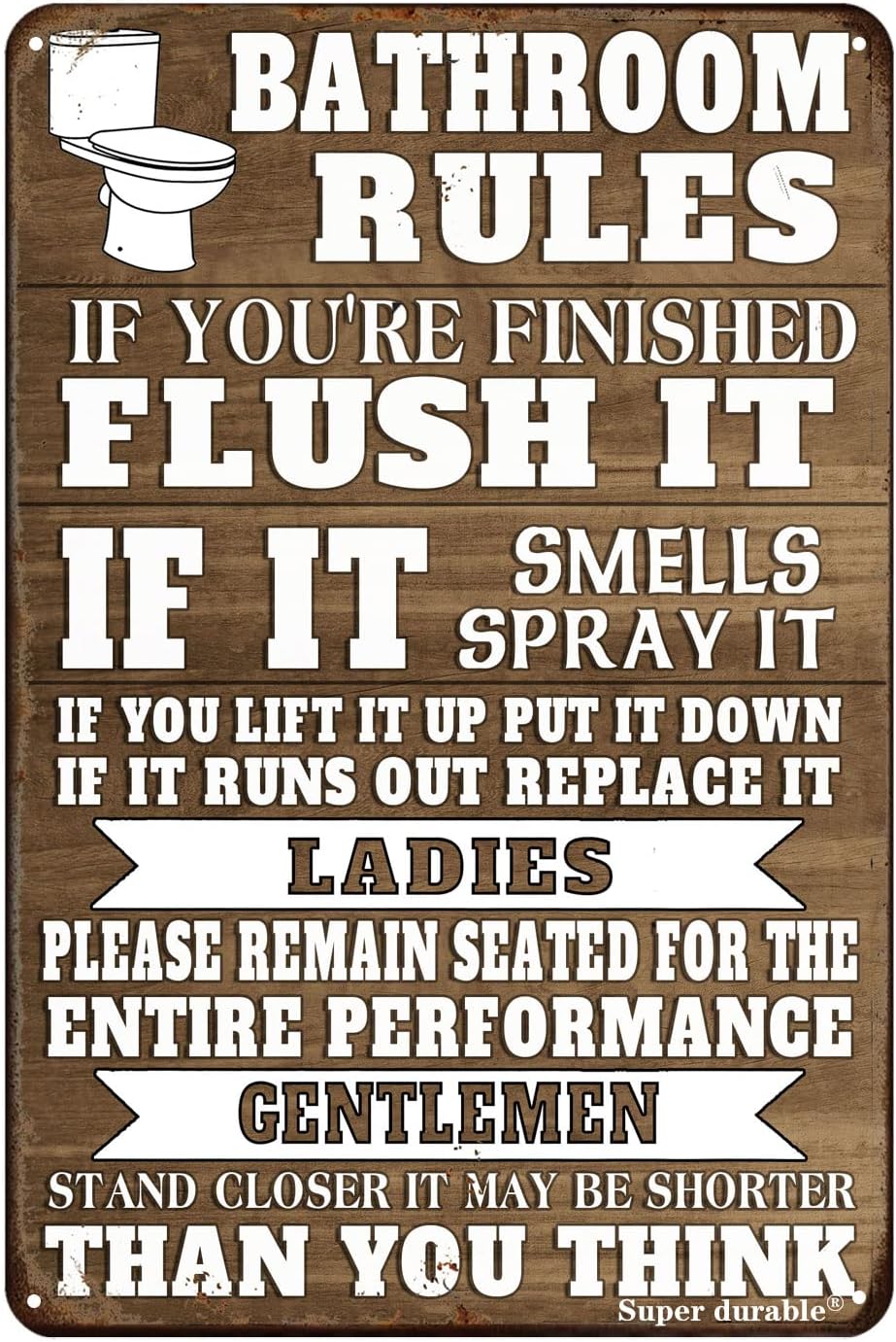 Home Bathroom Rules - Letrero Metálico Divertido con Reglas para