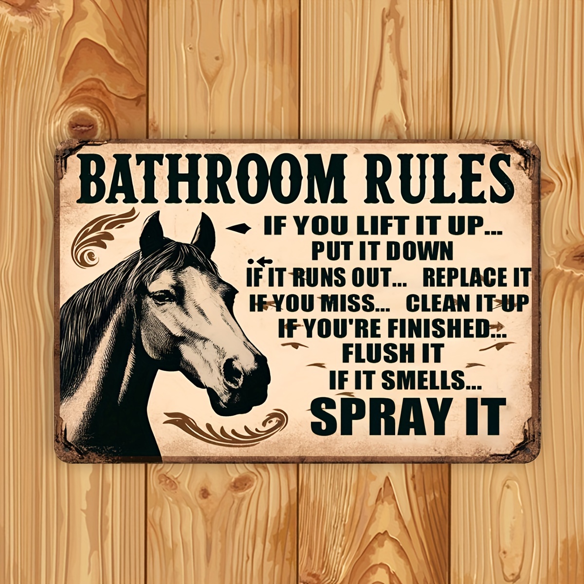 Home Bathroom Rules - Una placa metálica decorativa de estilo