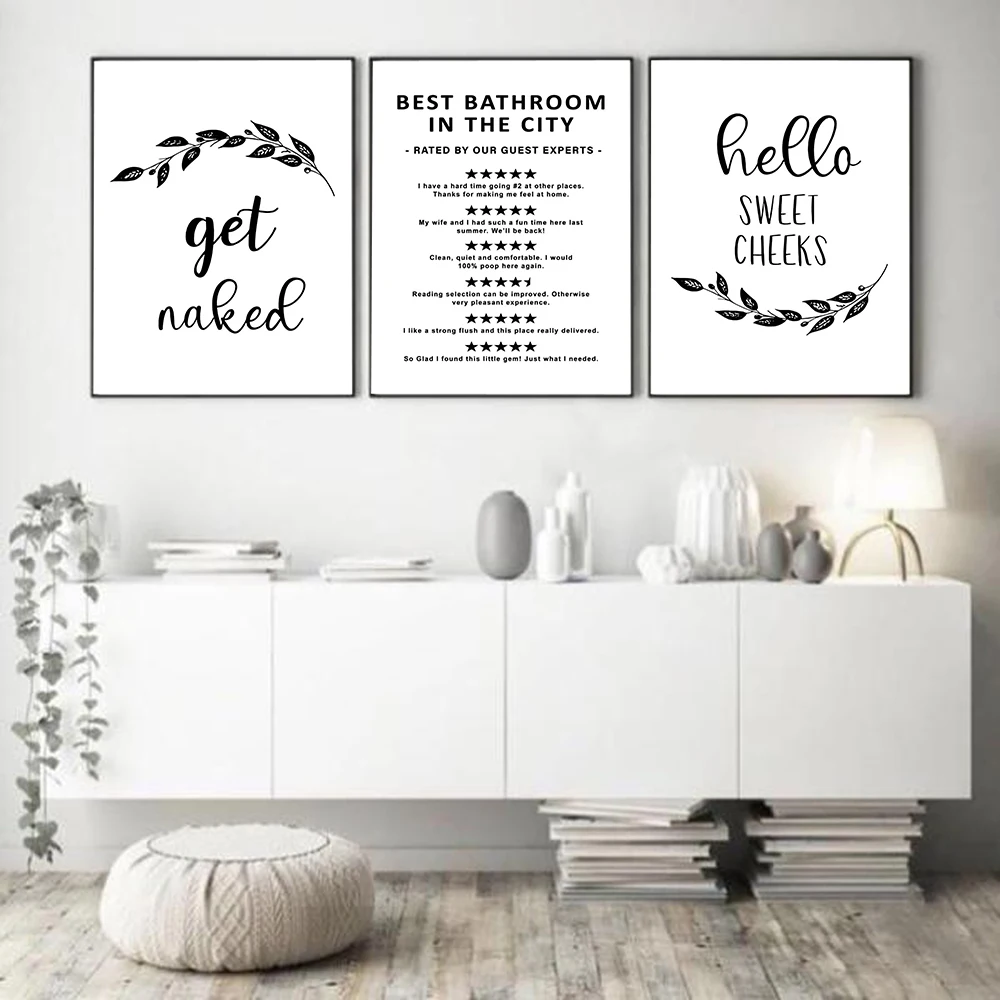 Arte de pared de línea linda,  - Home Bathroom Rules reseña y precio