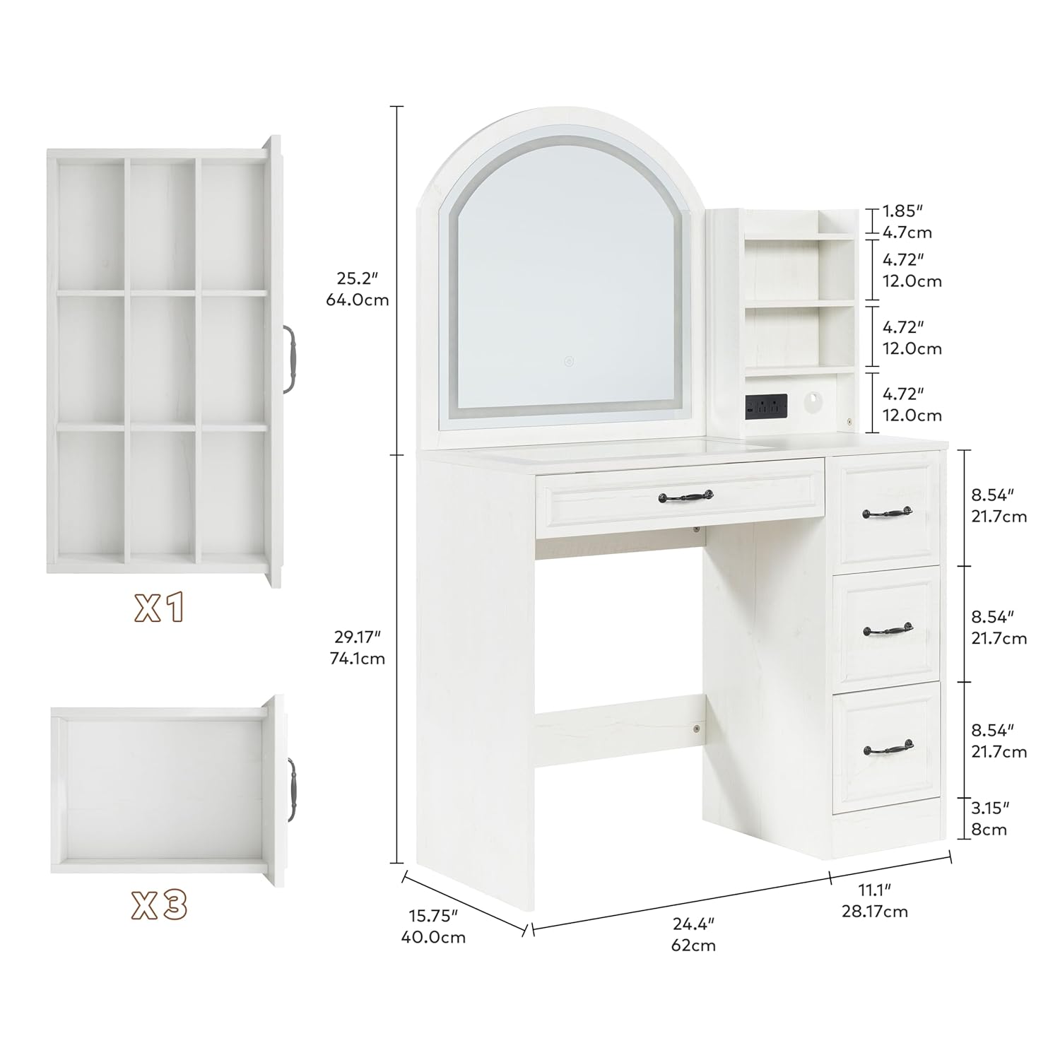 Mesa de tocador moderna con es - Home Outlet Bathroom Mirrors reseña y precio
