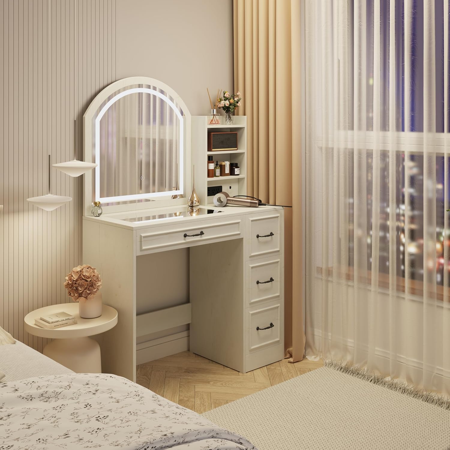 Mesa de tocador moderna con es - Home Outlet Bathroom Mirrors reseña y precio