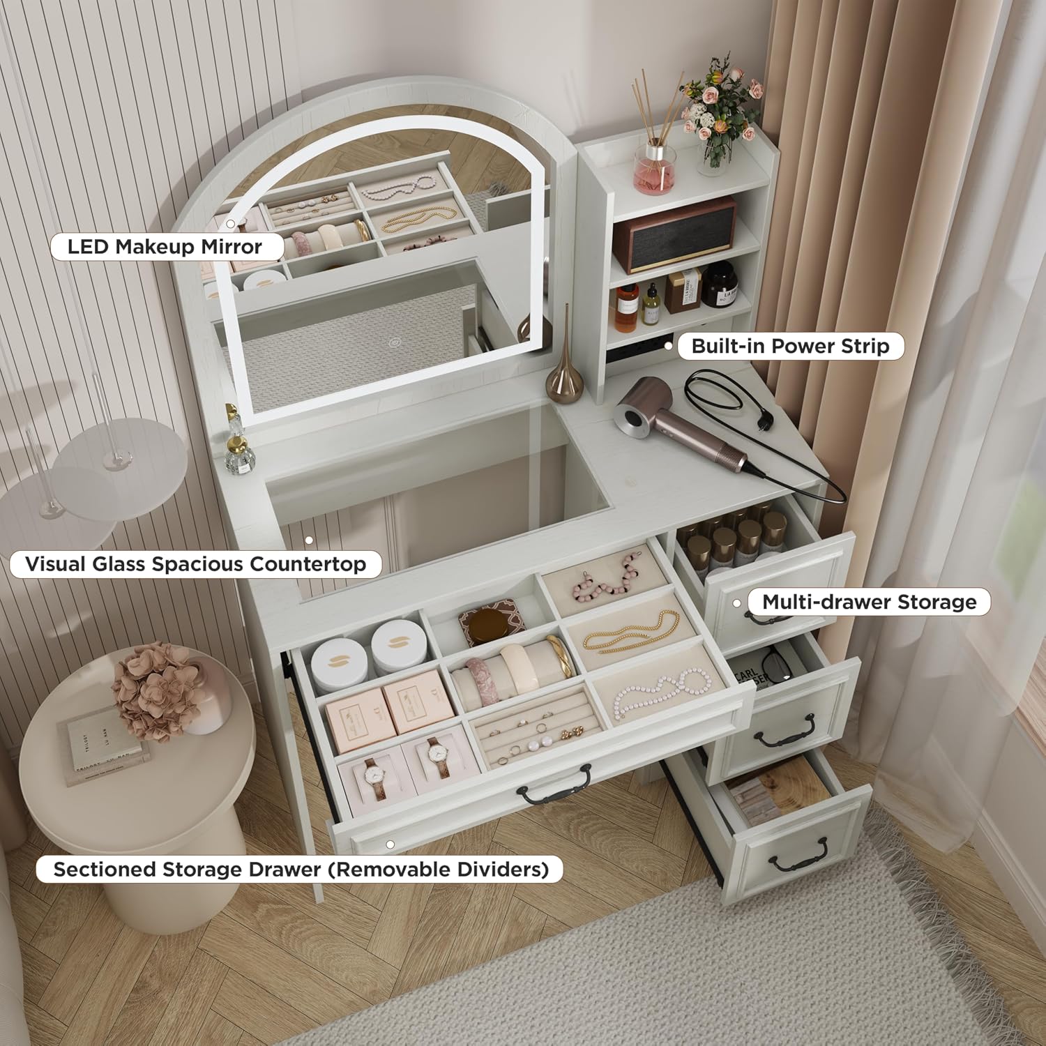 Mesa de tocador moderna con es - Home Outlet Bathroom Mirrors reseña y precio