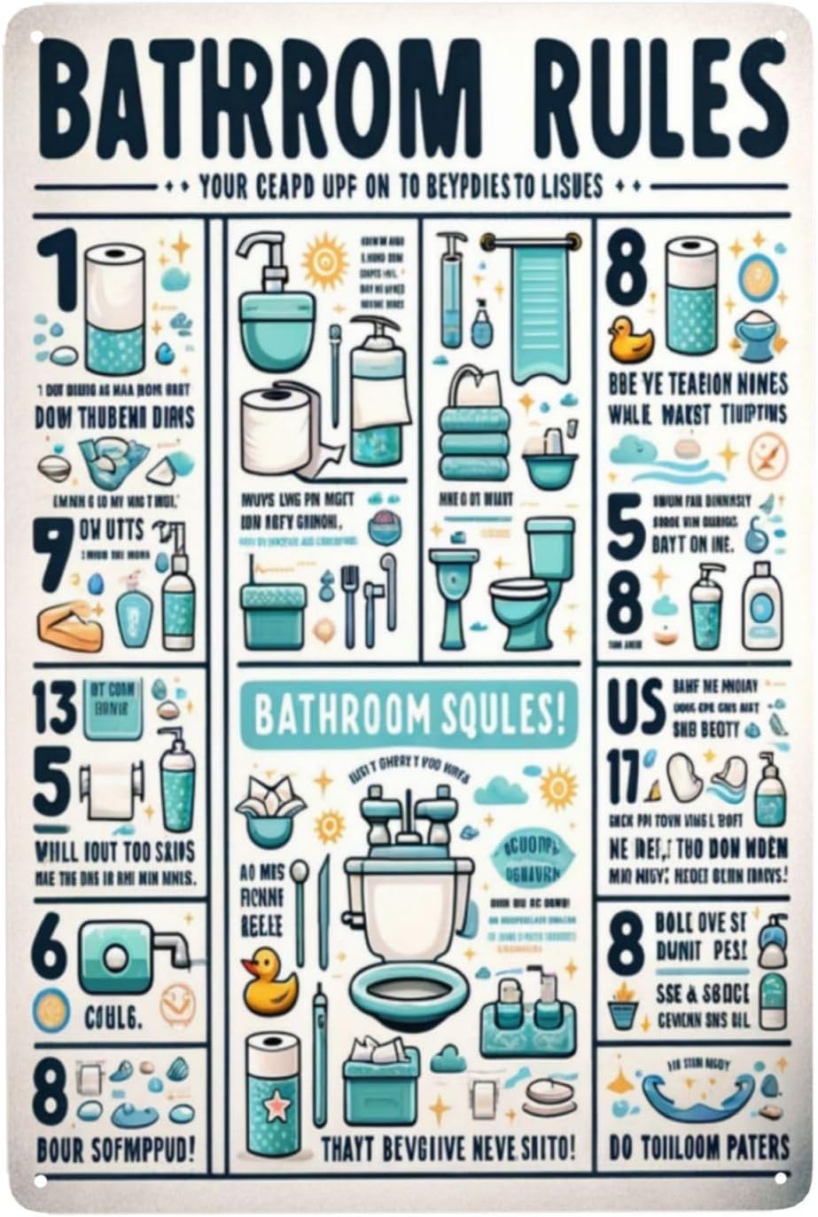 Divertidas y originales reglas - Home Bathroom Rules reseña y precio